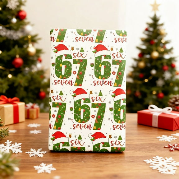 67 Christmas Wrapping Paper, Xmas Gift Wrap, Six Seven Holiday Presents Packaging Papers