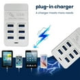 thumbnail image 3 of Flmtop USB Charging Station Plastic Fast Charging Charger Station for Multiple Devices 50W 6 Ports Charging Socket for Multiple Devices Wall Mount Charging Station with Tablet Watch Headphones, 3 of 10