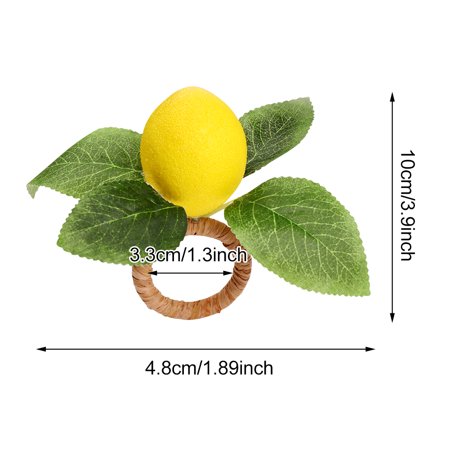 

6pcs Dinner Party Summer Cafes Family Gathering Lemon Napkin Rings Set Farmhouse