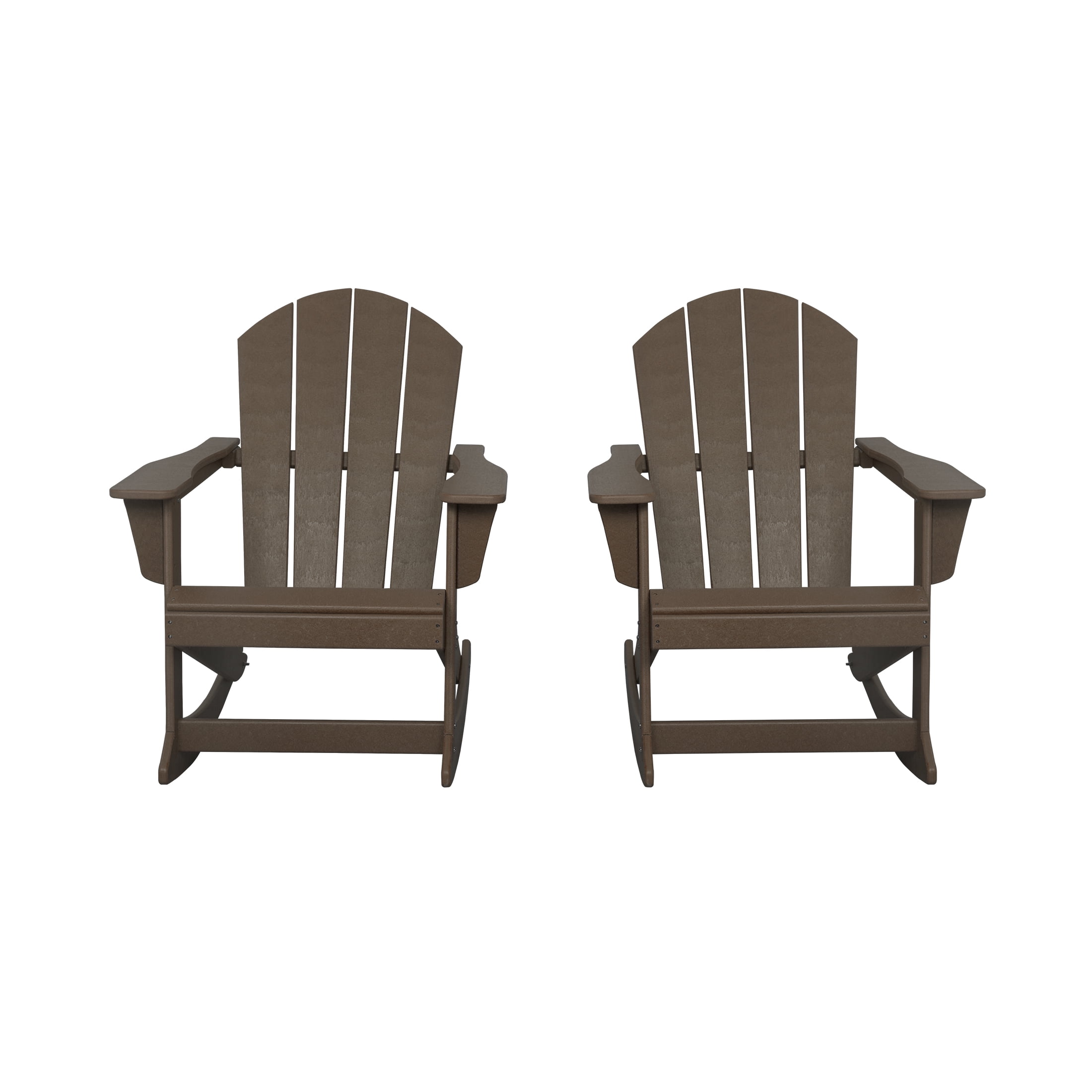 GARDEN Set of 2 - Plastic Outdoor Rocking Chairs for Patio Porch, Dark Brown