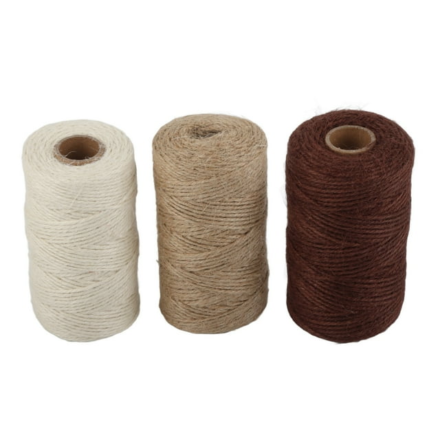 Cuerda De Yute De 2 Mm, 100 M, Cordaje Trenzado, Cuerda De Lino Artesanal para Manualidades, Embalaje De Suministros De Hilo Grueso (3 Piezas)