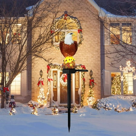 

UPHIGHER Eagle Figurine Solar Stake Lights Garden Decoration Solar Eagle Lights Outdoor Decorative Garden Lights Solar Powered Waterproof Lawn Ornaments Landscape Lighting Eagle Garden Solar Lights