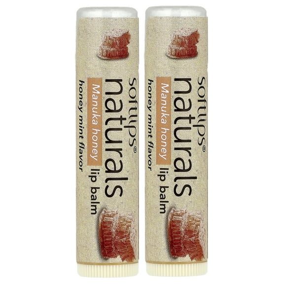 Softlips Naturals Lip Balm with Manuka Honey, Honey Mint, 2 Sticks, 0.15 oz (4.2 g) Each