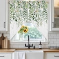 thumbnail image 3 of Swag Valance Curtains for Windows, Sage Green Eucalyptus Leaves Light Filtering Kitchen Curtains, Summer Weeping Floral Botanical Window Treatment Valances for Living Room, 36x36 - 2 PCS, 3 of 9