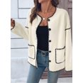 thumbnail image 5 of Cropped Cardigan Sweaters for Women Fall Dressy Casual Long Sleeve Button Down Knit- Jacket Outwear Apricot XL, 5 of 9