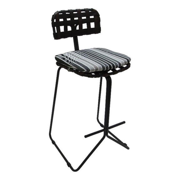 Outdoor/Indoor Metal Bar Stool 30" - Nikki - Gray Striped Fabric - Gray Frame