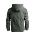 thumbnail image 3 of WTOBBY Men's Casual Zip Front Hooded Jacket, Outdoor-Ready Water-Resistant Windbreaker with Utility Pockets, Lightweight Layering Piece for All Seasons,Army Green L, 3 of 3