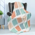 thumbnail image 4 of Colorful Soft Flannel Fleece Throw Blanket, Pale Colored Squares Mosaic Style Geometric Shapes Arrangement Worn out Design, Cozy Plush for Indoor and Outdoor Use, 50" x 70", Multicolor, by Ambesonne, 4 of 5
