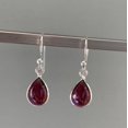 thumbnail image 2 of garnet earrings, Sterling silver earrings, January birthstone Earring, 2 of 5