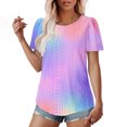thumbnail image 5 of Busydd Womens Tops Trendy Tie Dye Round Neck T-Shirts Casual Short Sleeve Summer Tops Comfort Breathable Going Out Tops for Women, 5 of 7