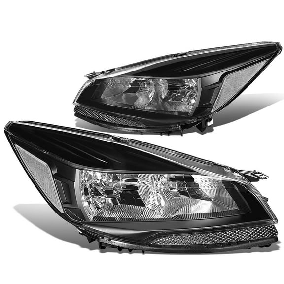 DNA Motoring For 13-16 Ford Escape Euro Black Clear Corner Headlight Lamp Pair Replacement