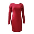thumbnail image 4 of PVCS Mode Femmes Automne Ceinture Solide Manches Longues Dos Nu Col Rond Mini Derss, 4 of 6