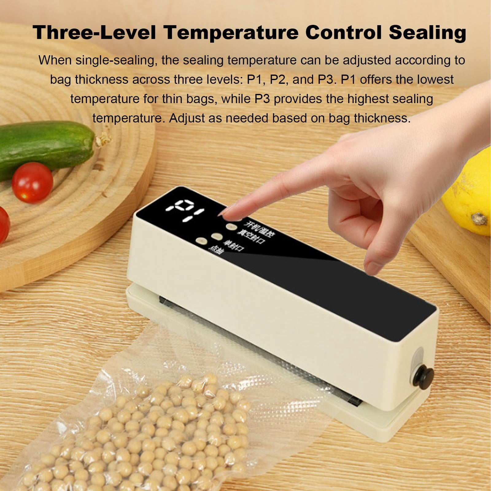1 Pc Mini Vacuum Sealer for Food 2 in 1 Handheld Meal Saver Machine Cordless Rechargeable Food Sealer for Dry, Moist Food Storage, Heat Sealer for Chip Bags, 6.89x1.69x2.17 Inch, Beige