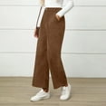 thumbnail image 5 of hotojiny Corduroy Women's Pants Winter Warm High Waisted Wide Leg Pants Fall Business Casual Loose Cropped Trousers with Pockets, 5 of 7
