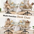 thumbnail image 3 of BOSSIN Cross Legged Office Chair with Flip-up Armrests, 135° Reclining Ergonomic Executive Chair for Big and Tall, Wide Seat Computer Desk Chair with Wheels, Beige, 3 of 9
