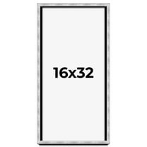 16x32 Frame Brushed Silver Solid Wood Picture Frame | 0.75 Inch Moulding Width | Rabbet Depth 0.75