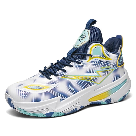Bolognifi Men's Basketball Shoes High-Top Volleyball Non-Slip Lightweight Indoor Outdoor Sport Sneakers Fans - BLUE_3.5