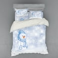 thumbnail image 2 of Ambesonne Winter Bedding Set 3 Pcs, Snowman Cartoon, Twin, Pale Blue White, 2 of 3