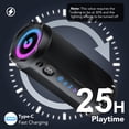 thumbnail image 5 of Portable Bluetooth Speaker IPX7 Waterproof, 25W Loud Sound, Deep Bass, Bluetooth 5.4, LED Lights, Wireless Stereo Pairing, 25H Playtime, for Home/Outdoor/Party/Beach, Birthday Gift (Black), 5 of 7