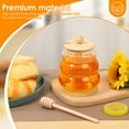 thumbnail image 3 of Austok 2Pcs Glass Honey Jar with Dipper Honey Pot with Dipper and Lid 15oz Jam Container Set with Wood Base and Lid Syrup Dispenser for Chocolate Syrup for Home Kitchen, 3 of 9