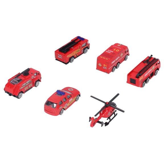 Xirurus 6 Pcs Fire Truck Toy Set Portable Mini Alloy Fire Engine Models and Airplane Kids Educational Vehicle Toys for Boys and Girls Multicolored