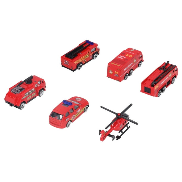 Camión de Bomberos de Juguete NikouMX Juego de 6 Piezas Helicóptero de Metal