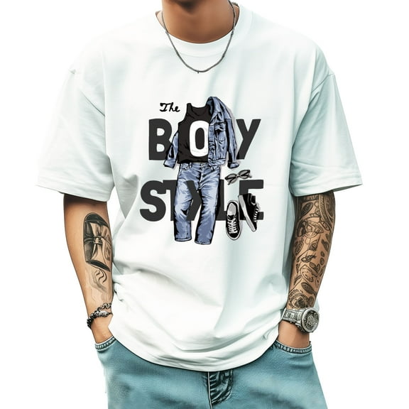 Graphic Tees for Men Streetwear Fashion Trend Sports Shirt Classic Style Suitable for Big and Tall men Tee 4X-Large