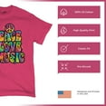 thumbnail image 4 of Tee Hunt Dean Russo Peace Love Music T-Shirt Guitar Happy Good Vibe Men's Tee, Hot Pink, 5X-Large, 4 of 5