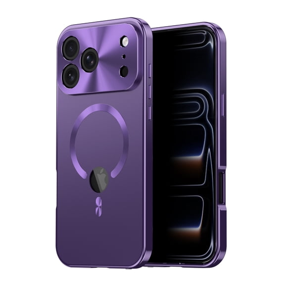 Mofio Magnetic Case for iPhone 17 Pro Max with Anti-Peep Screen Protector, Full Body Metal Frame Tempered Glass Cover, Compatible with MagSafe, Purple