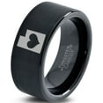 thumbnail image 1 of Tungsten Utah The Beehive State Heart Band Ring 9mm Men Women Comfort Fit Black Flat Cut Brushed Polished, 1 of 4
