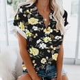 thumbnail image 1 of Mefallenssiah Femmes Col V Manches Courtes Imprimé Floral Casual tops Blouse Chemise à Imprimé, 1 of 5