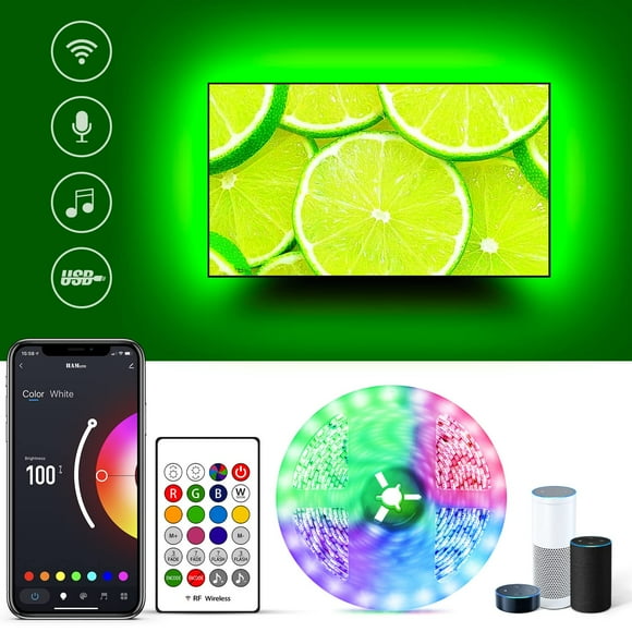 Upgraded TV LED Backlight for 85 Inch TV,19.6Ft USB Smart WiFi LED Strip Light Compatible with Alexa,RGBW 6500K Monitor Bias Light, Music Sync TV Backlight for 85-95 Inch TV, Room Decor TV L