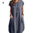 thumbnail image 2 of Langgg Robe Femme Polyester Sans Manches Ample à Enfiler Décontractée Respirante Adolescente Mode Vêtements Filles Gris S, 2 of 5