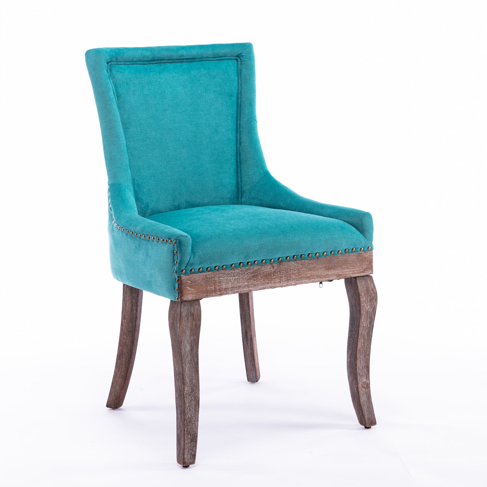 HSUNNS Upholstered Thickened Fabric Dining Chairs Set of 2, Solid Wood Contemporary Kitchen Chairs for Dining Room, Accent Chairs with Nail Head Decor, Blue