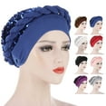thumbnail image 2 of Women Turban Hat, Fashion Shiny Sequins Braid Elastic Soft Skin Friendly Cotton Bandana Beanie Cap for Performance Daily Life Church, 2 of 8