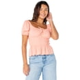 thumbnail image 2 of The Celebrity Pink Women's and Women's Plus Puff Sleeve Top, Sizes XS-XXXL, 2 of 5