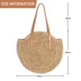 thumbnail image 2 of Bolso de mano tejido de paja para mujer, bolso hecho a mano de playa grande, bolso de hombro, bolso de playa de paja, 2 of 6