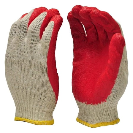300 Pairs String Knit Red Palm Latex Dipped Work Gloves, Made in Korea