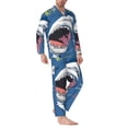 thumbnail image 2 of Naloa Great White Shark Men’s Pajamas Set - Long Sleeve Button Down Sleep Shirt and Pajama Bottoms Sleepwear Set-Medium, 2 of 7
