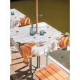 thumbnail image 3 of Square Outdoor Tablecloth With Umbrella Hole And Zipper– Farmhouse Fall Thanksgiving Waterproof Patio Table Cover for Party, Picnic, Backyard, 60"x60" , Orange White Pumpkins Leaves, 3 of 8