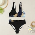 thumbnail image 4 of PEASKJP Bathing Suit for Women Two Piece Plus Size High Waisted Modest Floral Bikini Swimsuit Set Black XL, 4 of 5