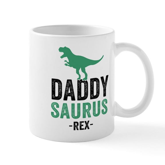 CafePress - Daddysaurus Black Green Mugs - 11 oz Ceramic Mug - Novelty Coffee Tea Cup