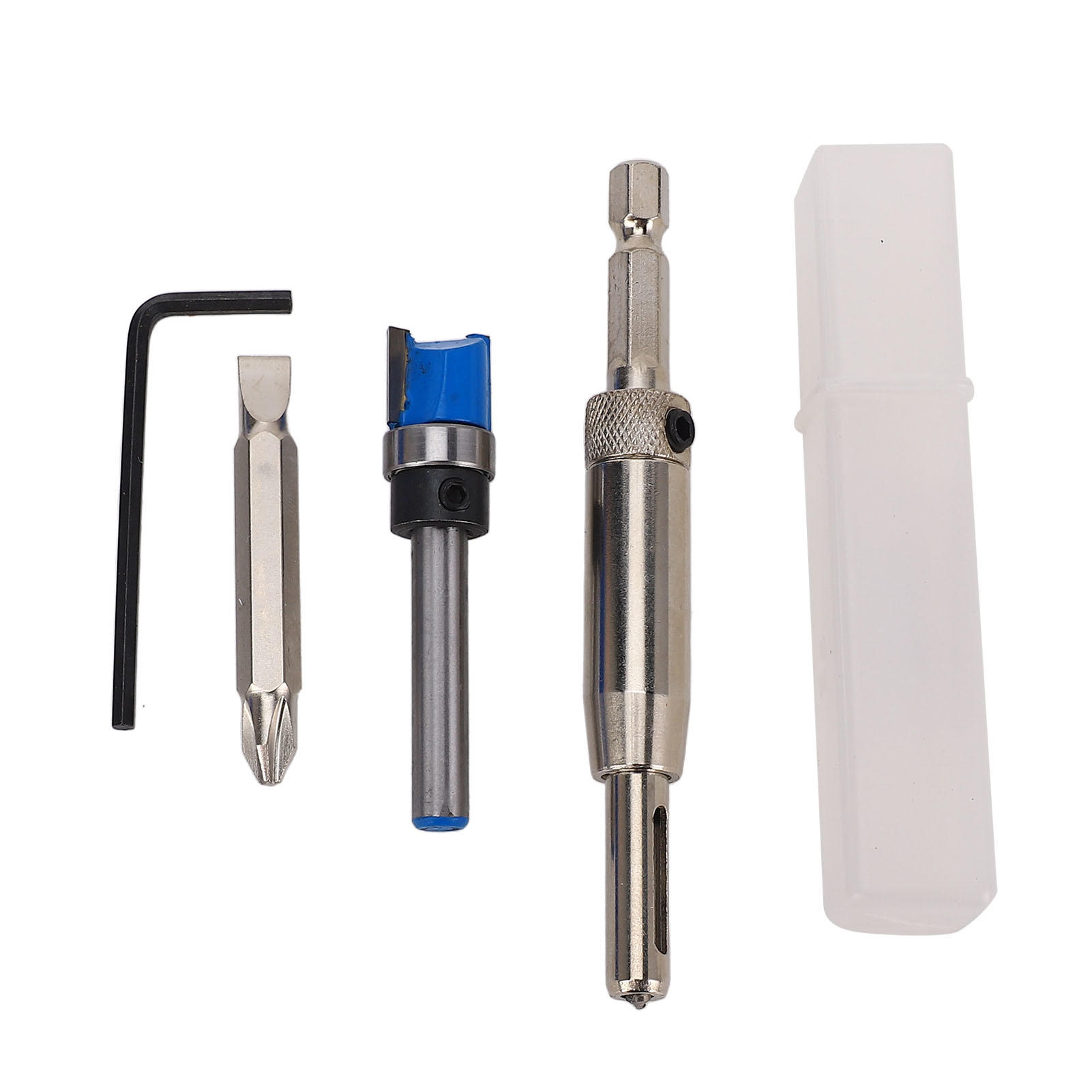 YAHHU Door Hinge Locator & Adjustable Jig Kit – 3‑5” Length, ¼‑5/8” Thickness, Plastic with Silicone Pads, Depth Gauge, Self‑Centering Drill Bit, 5‑Piece Tool Set
