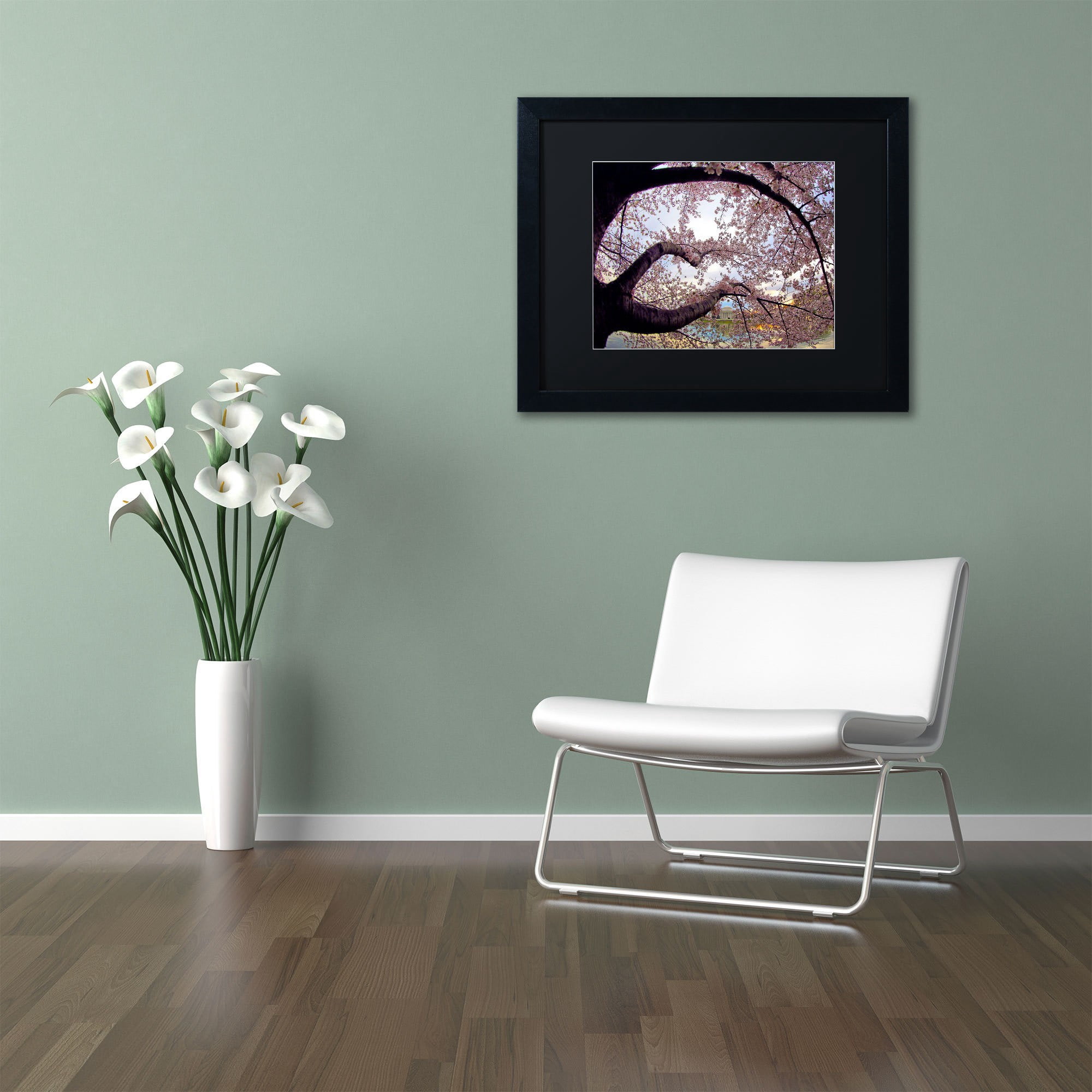 Trademark CATeyes "Cherry Blossoms 2014-1" Art Black Matte W/Black Frame 16" x 20" (MZ0295-B1620BMF)