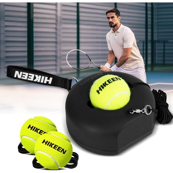 Adoreal Premium Tennis Trainer Rebound with Metal Base,Portable Solo Tennis Trainer Set with 3 Highly Elastic String Balls,Tennis Practice Equipment for Adult Kids and Beginners (Black)