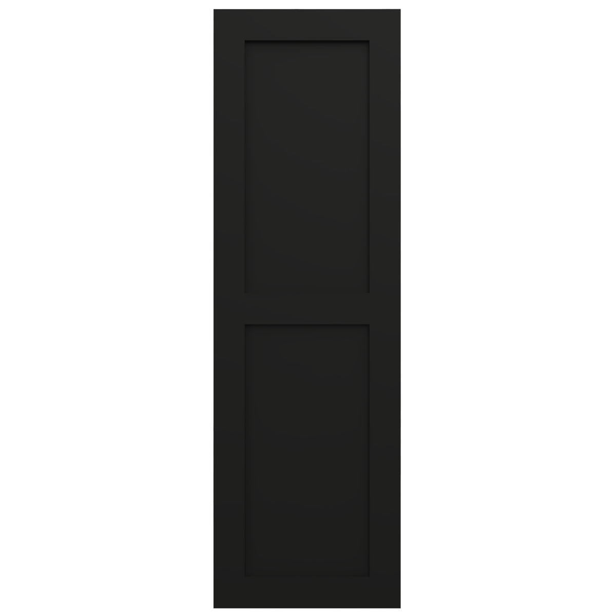 Ekena Millwork 15"W x 65"H True Fit PVC Two Equal Flat Panel Shutters, Black (Per Pair - Hardware Not Included)