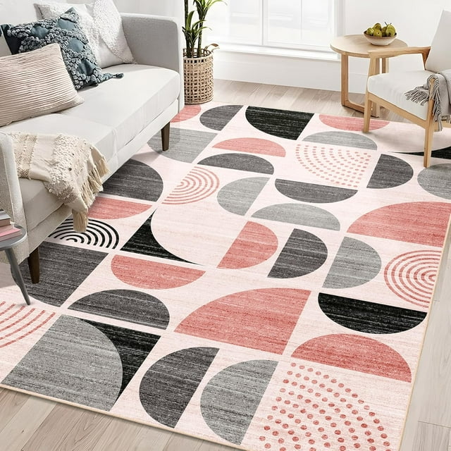 Boho Rug Washable x Area Rugs for Bedroom Entryway Living Room Bedside Small Throw Floor Carpet Non Slip Soft Indoor Modern Abstract Bohemian Orange