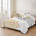 thumbnail image 2 of Full Quilt Set 78''x90'', Boho Gray Beige Floral Lightweight Summer Bedspread Coverlet Set with 2 Pillow Shams, Retro Abstract Art Flowers Breathable All Season Quilt Bedding for Bedroom/Guest Room, 2 of 9