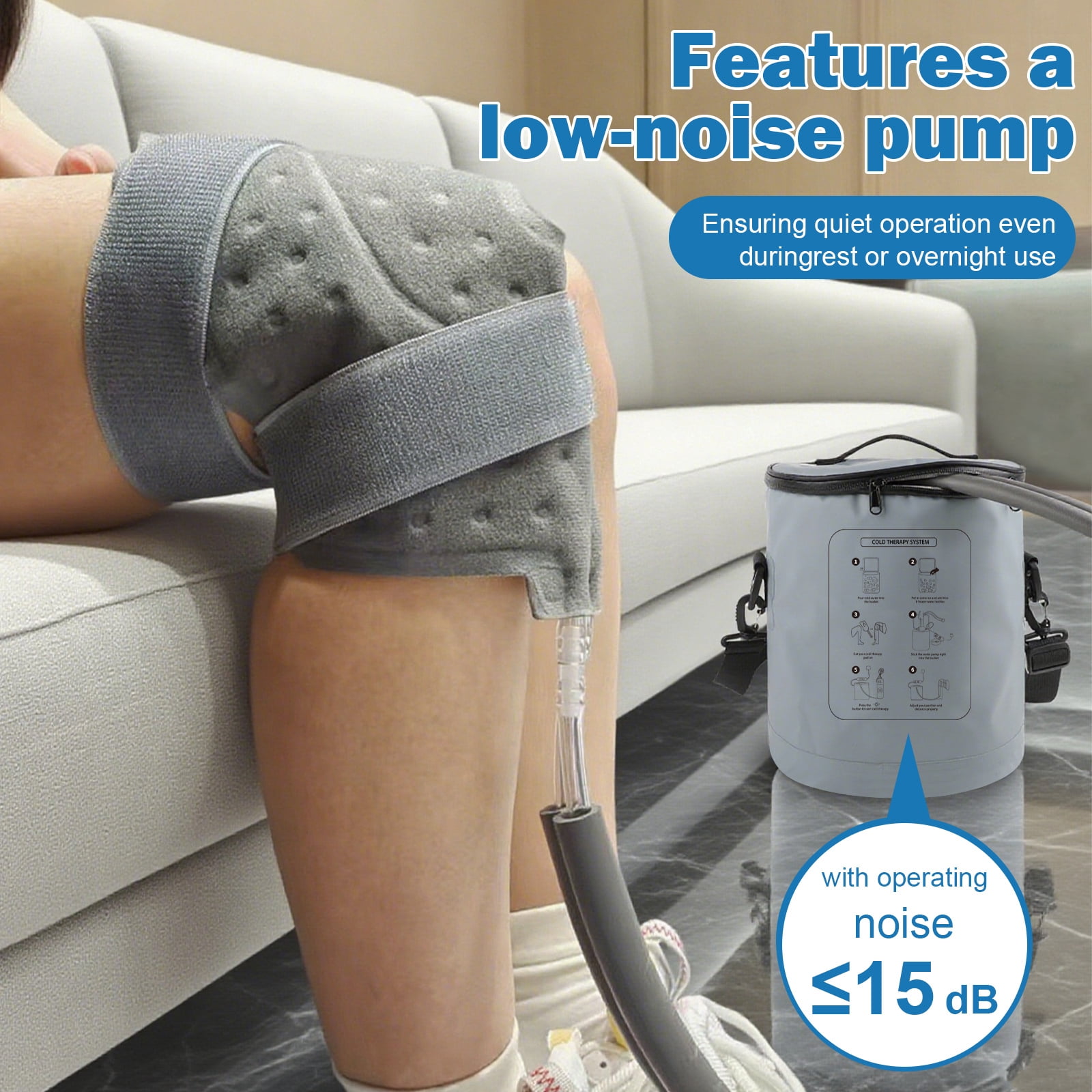Cold Therapy Machine with Programmable Timer, Ice Machine for Knee After Surgery, Knee Replacement Recovery System, Cryotherapy Pain Relief, with Compression Pad for Shoulder, Hip, Ankle and Foot