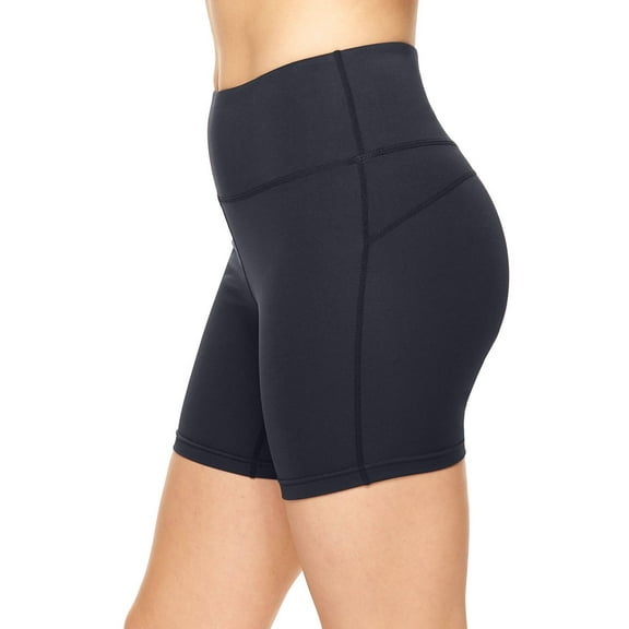 Expert Brand Women's Airstretch High-Rise Biker Shorts, Black, Medium